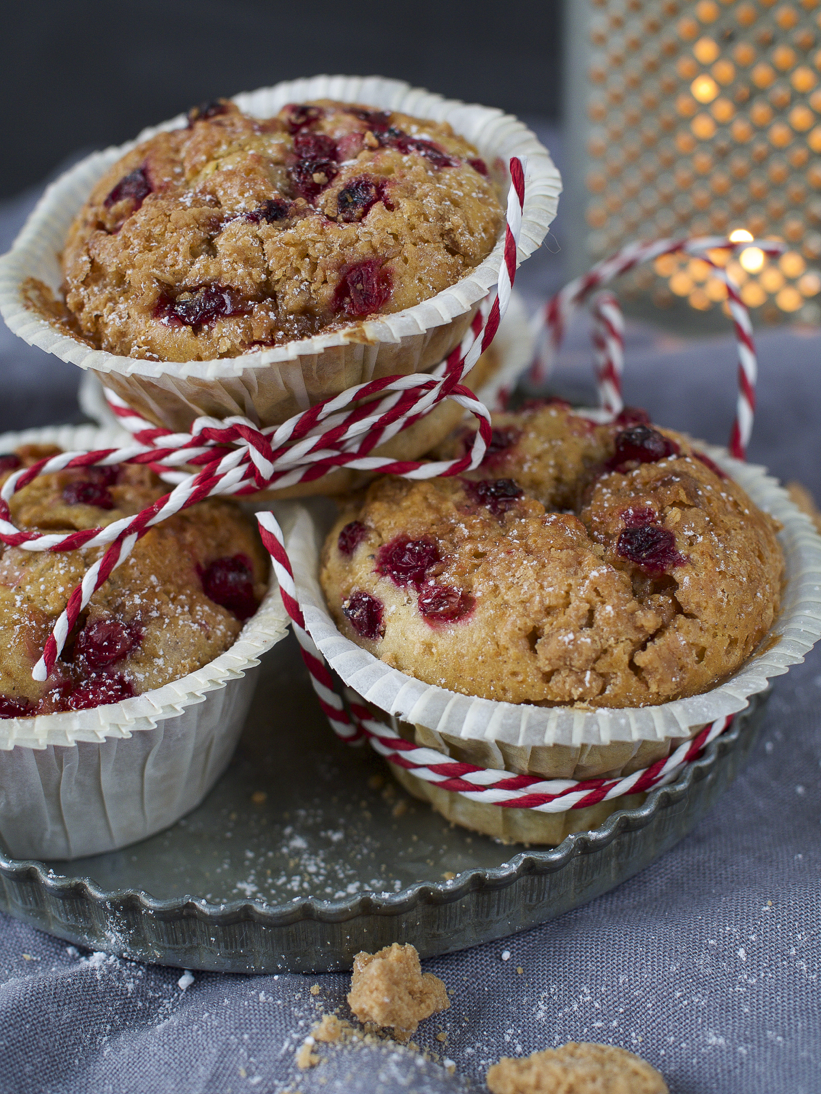 lingonberry and toffee muffins