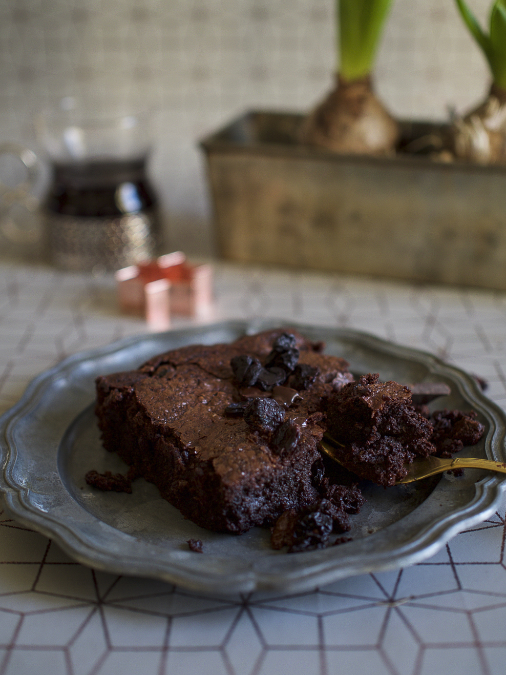 Mulled wine and cherrie brownie