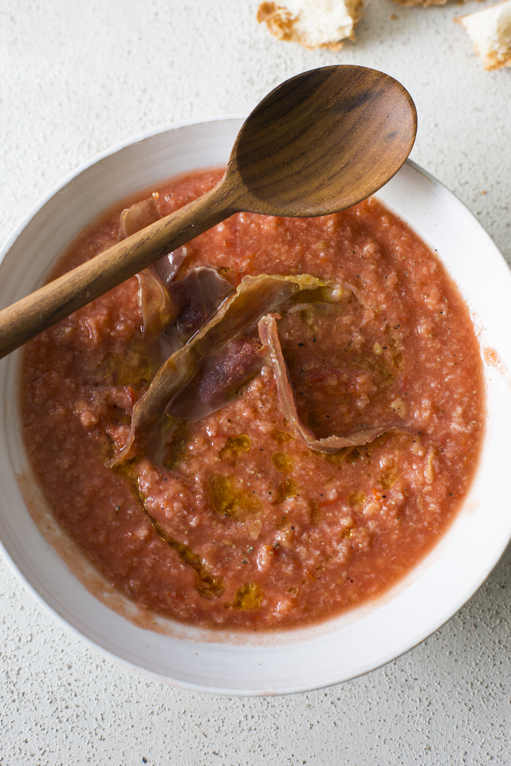 Chilled tomato soup, salmorejo